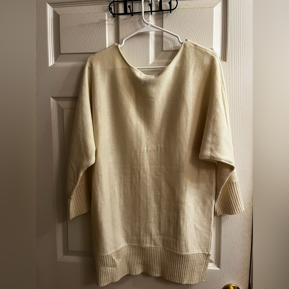 Talbots~GOLD & CREAM Ribbed Sweater~DETAIL ON THE WHOLE SWEATER~M - Picture 4 of 9